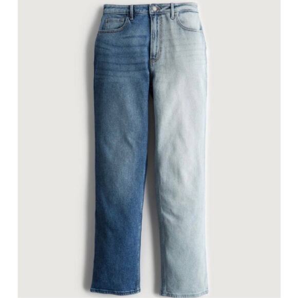 Hollister Ultra High-Rise Two-Toned Stacked Vintage Straight Jeans sz 24 - Picture 2 of 15